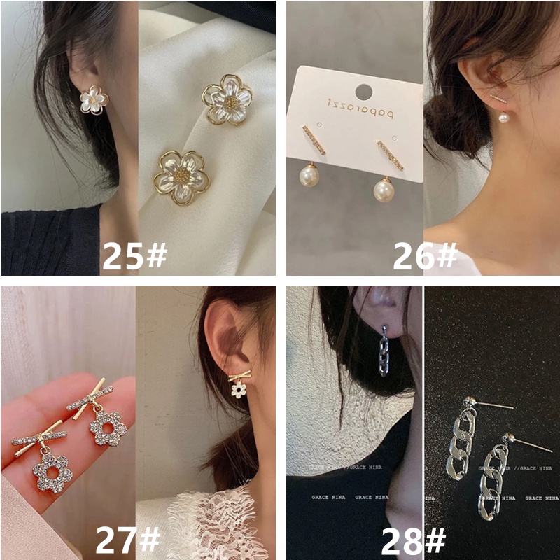 Anting S925 Silver Needle Aksen Mutiara Gaya Korea Untuk Hadiah