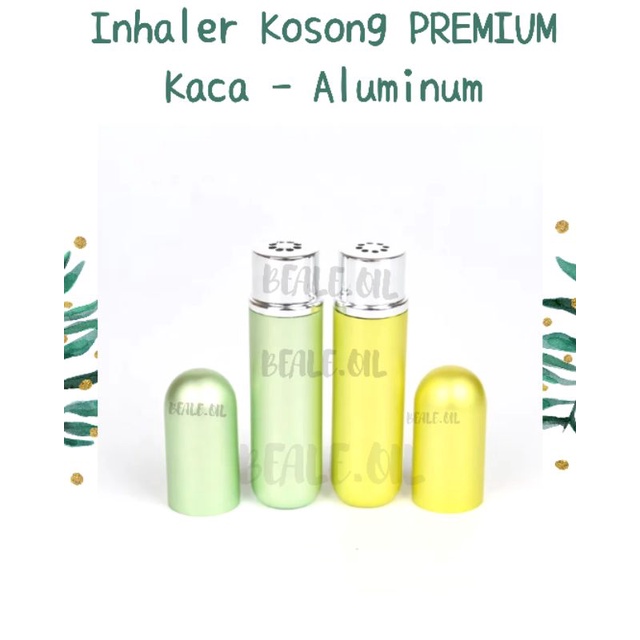 Nasal Inhaler Kosong Premium Kaca Alumunium List Silver Empty Inhaler 2 Kapas Cotton Wicks Bealeoil