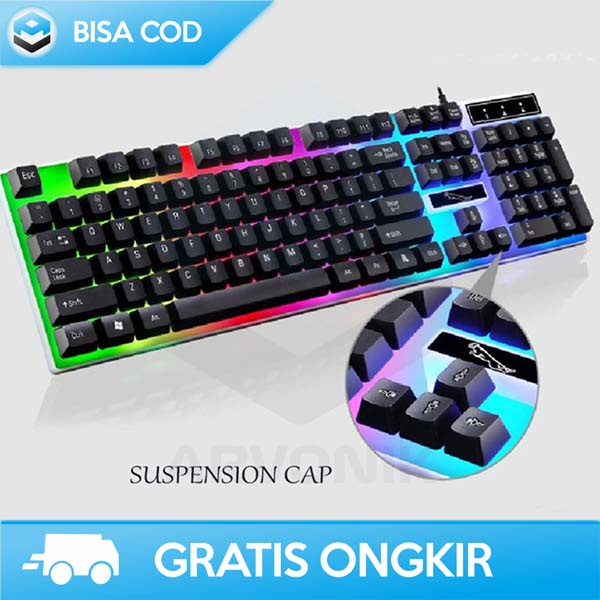 PAKET KEYBOARD MOUSE GAMING MECHANICAL RGB SWITCH DESAIN RETRO G21B