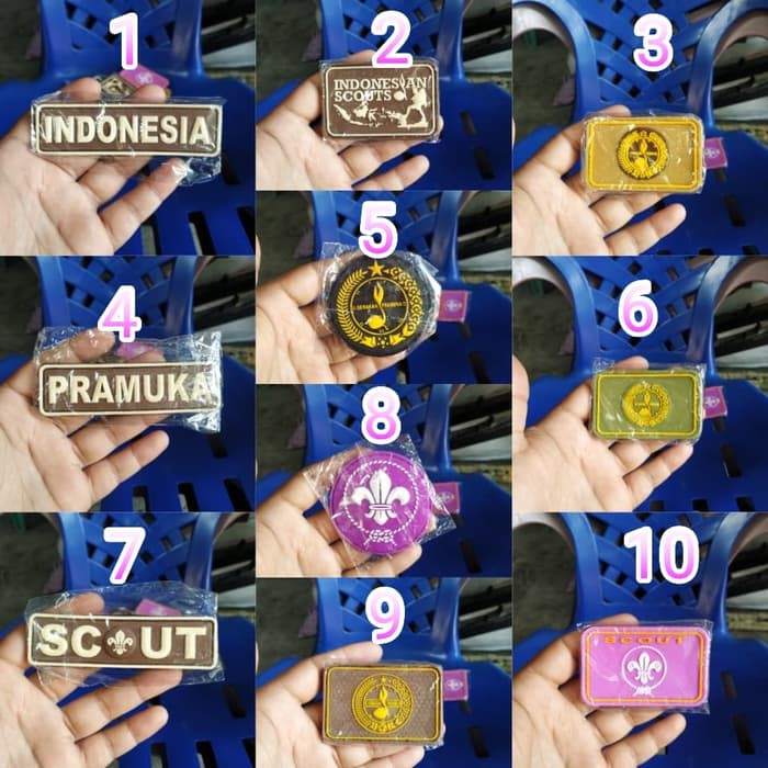 patch rubber patch indonesia scouts pramuka mocca kream