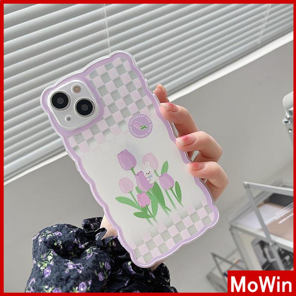 iPhone Case Silicone Soft Case Clear Case Wave Non-Slip Shockproof Camera Full Coverage Protection Purple Tulip Flower For iPhone 13 Pro Max iPhone 12 Pro Max iPhone 11 iPhone7Plus