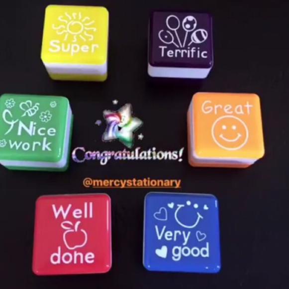 

➸ 6 Pc - Cube Reward Stamp Well Done, Great, Very Good, Well Done, Terrific Stempel Ucapan ✭
