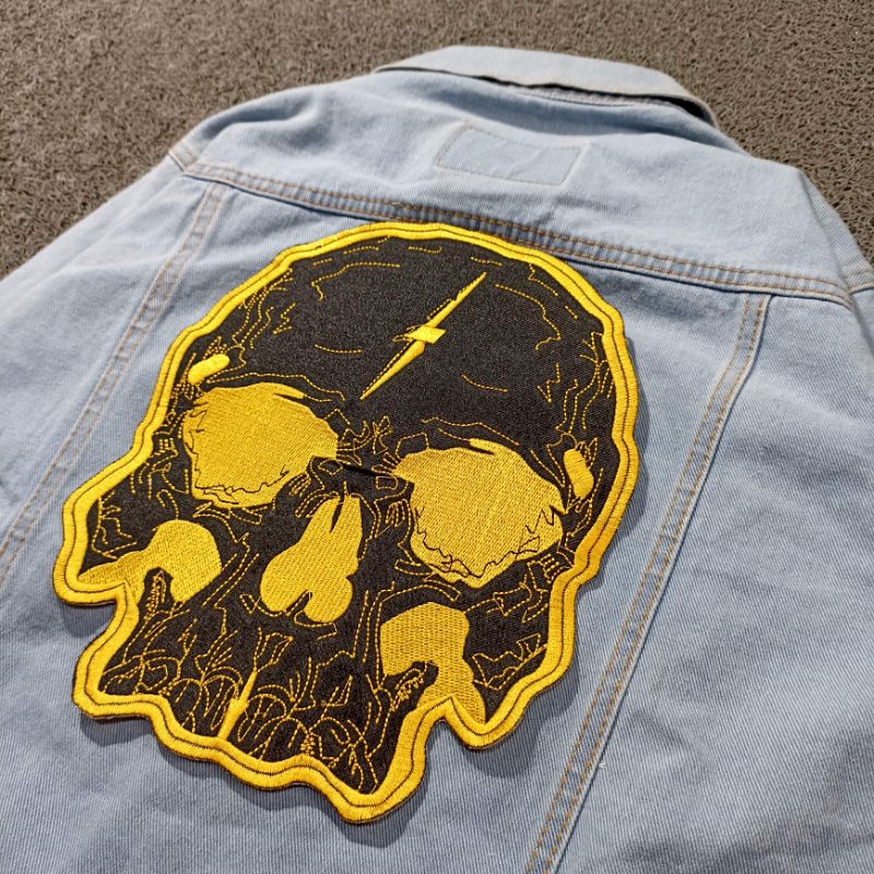 BACKPATCH BORDIR TENGKORAKK EMAS BEST QIALITY