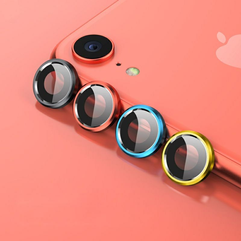 Ring Camera Metal iPhone XR Bumper Kamera + Lensa Temper Glass Screen Guard Protector Anti Gores Camera Pelindung Kemera iPhone XR