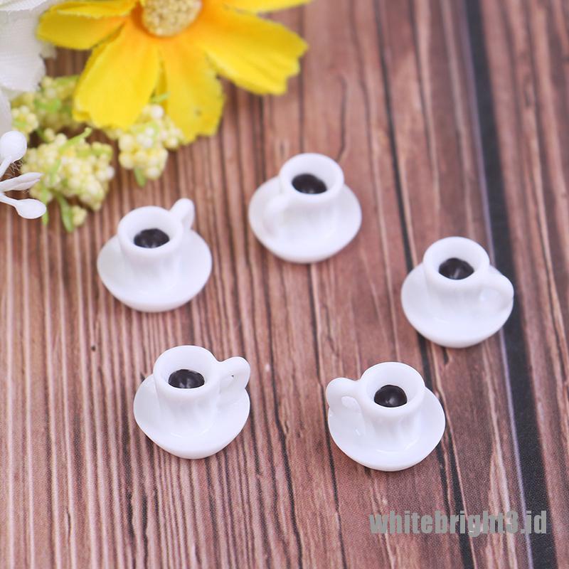 (white3) 5pcs Miniatur Cangkir Kopi Untuk Dekorasi Rumah Boneka