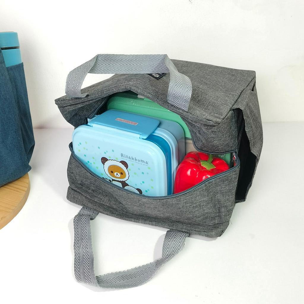 Tas bekal motif polos bisa buat anak -anak dan orang dewasah lunch bag jumbo tahan panas tahan dingin dilengkapi alumunium foil