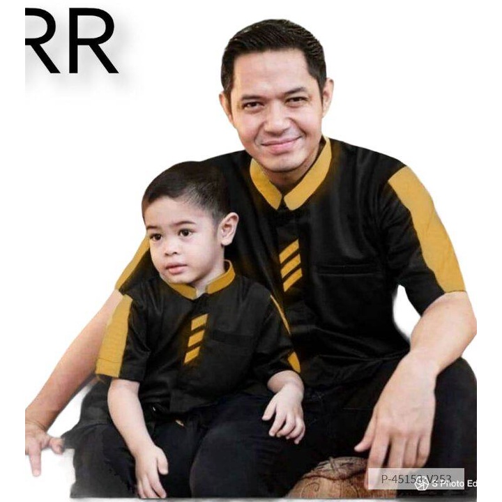 baju Koko ayah dan anak rr cp Didu hitam