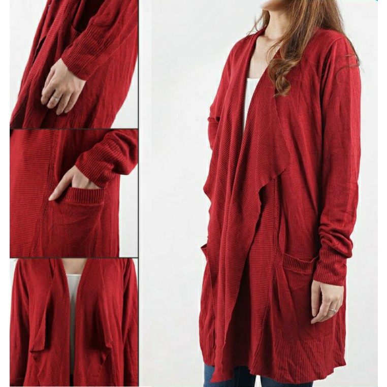 Cardigan Open Cardigan Jumbo Tanpa Kancing Rajut Viscose Lembut Tebal Original Australia Brands