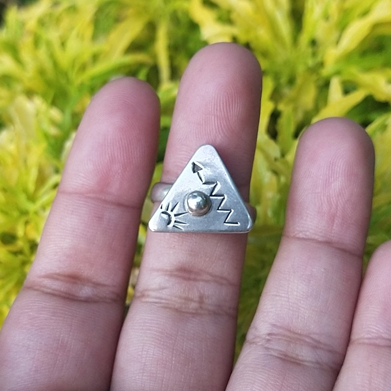 Cincin Ring Perak Silver Bali Motif Simbol Segitiga Asli 925 Pria Laki Wanita