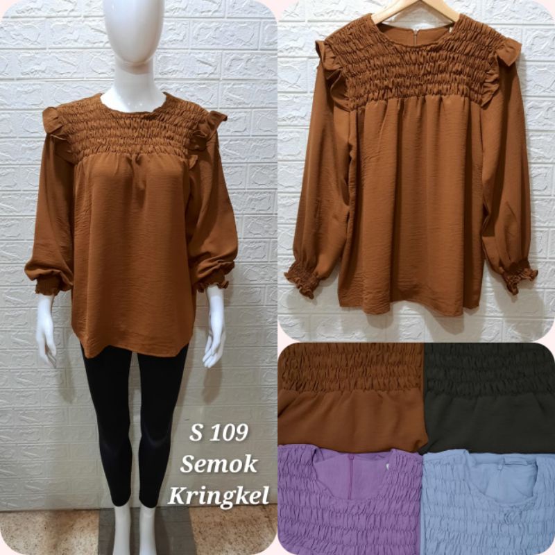 SIDNEY ATASAN CRINKLE SMOCK POLOS