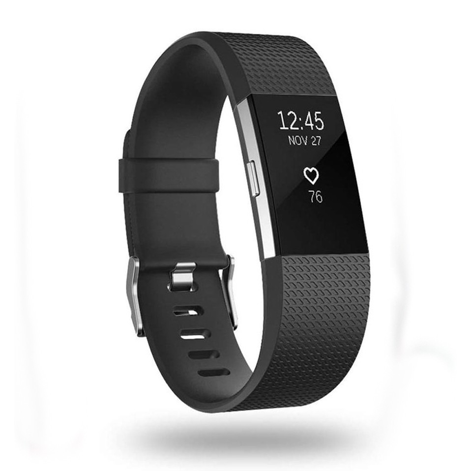 Tali Jam Sport Silicone Strap Band Fitbit Charge 2 Classic hitam