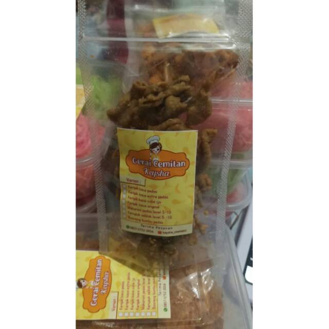 

Keripik usus kemasan 50 gr 100% halal dan higienis