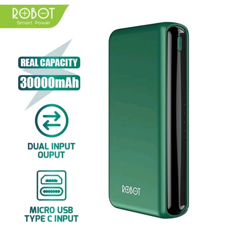 PowerBank Robot 30000mah Dual Input Port Type C Dan Micro USB 3 ORIGINAL Fast charging