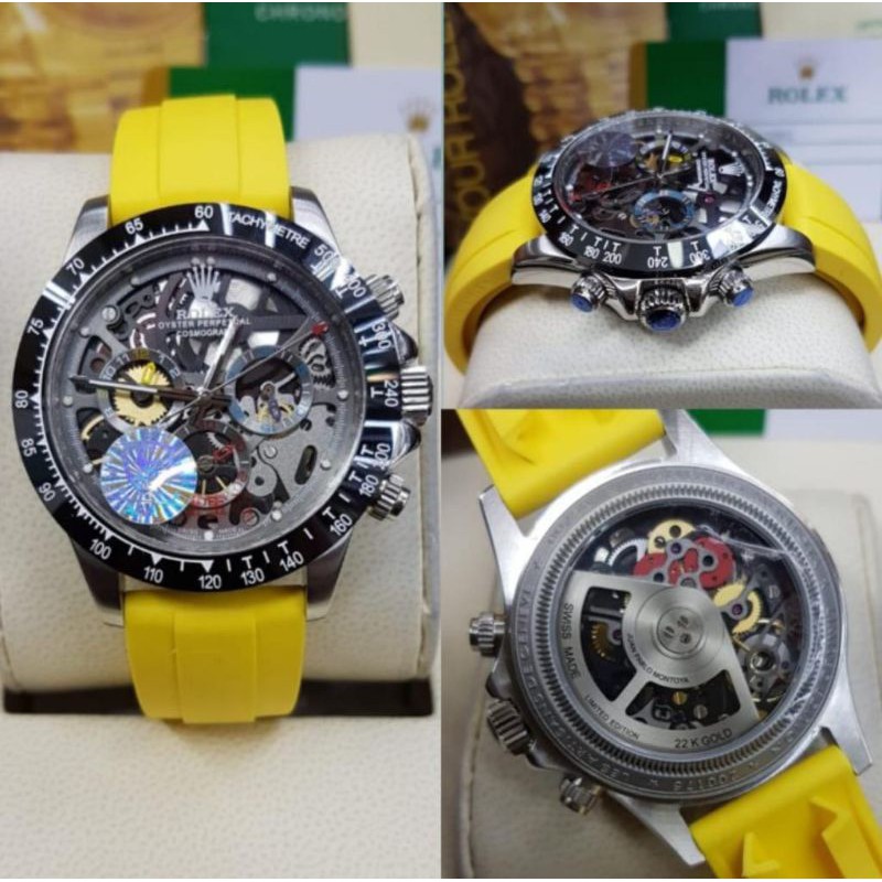 Jam Pria Merk Rolex Daytona Juan Pablo Montoya Automatic Rubber Ultimate Clone LS