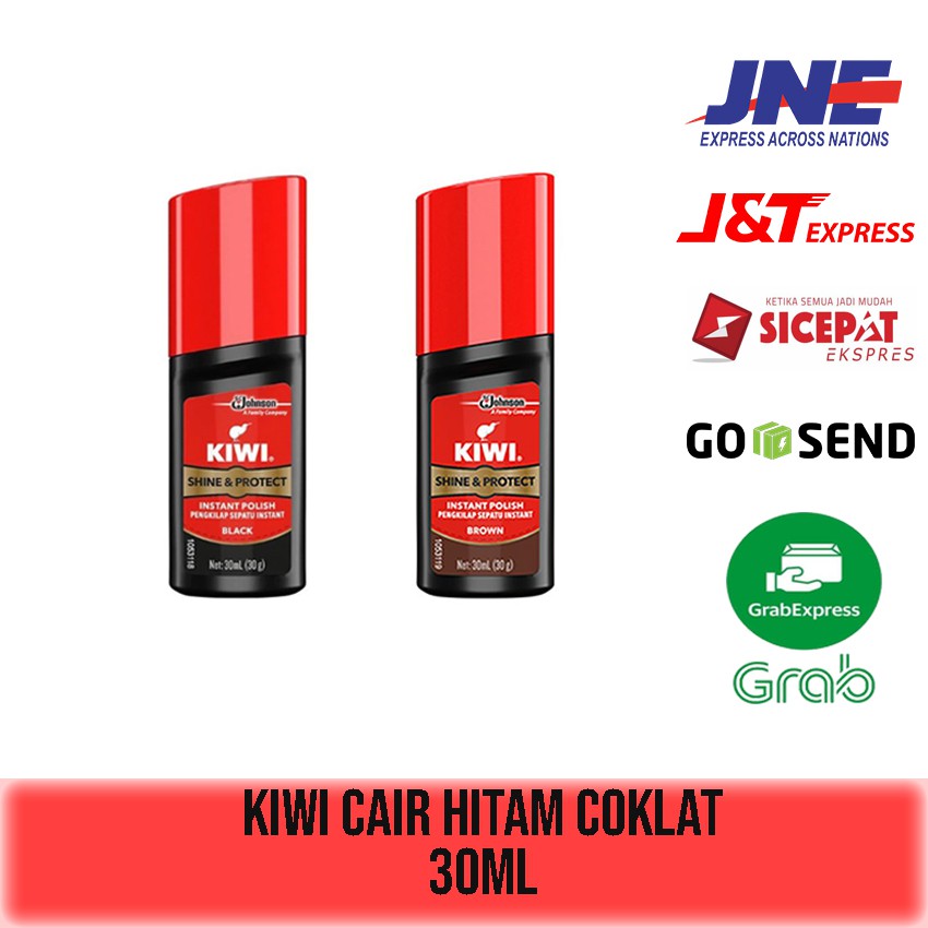 SEMIR SEPATU CAIR KIWI SHINE AND PROTECT HITAM COKLAT 30ml