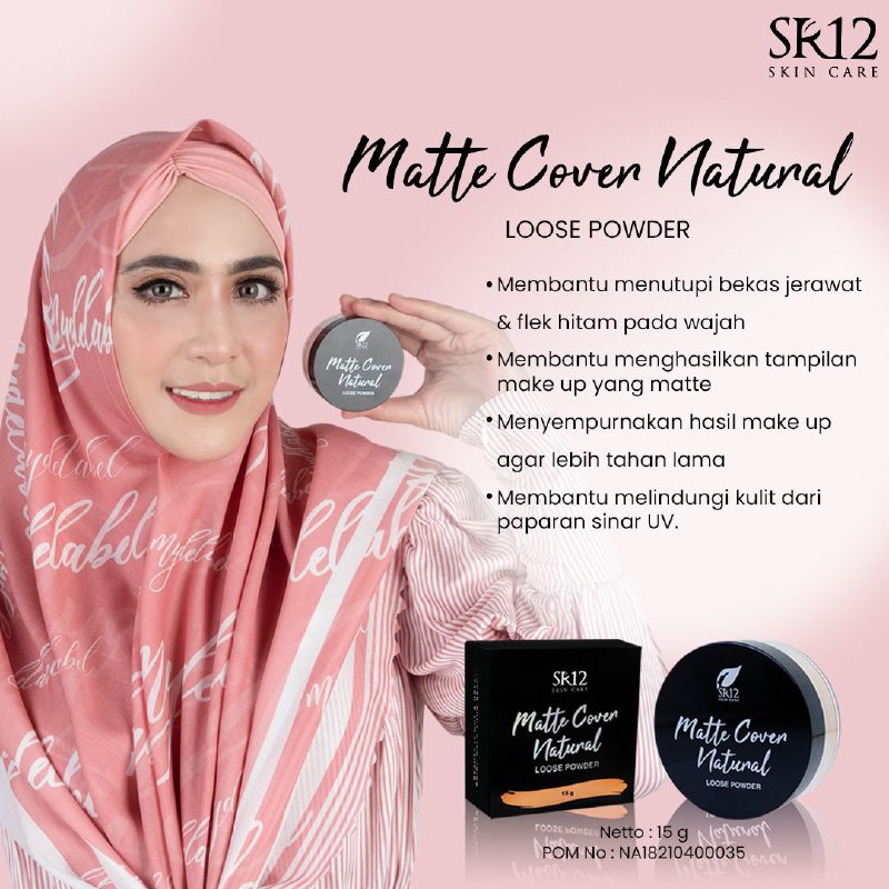 MATTE COVER NATURAL LOOSE POWDER SR12 | PENUTUP BEKAS JERAWAT FLEK HITAM | FACE POWDER BEDAK TABUR WITH SPF 15