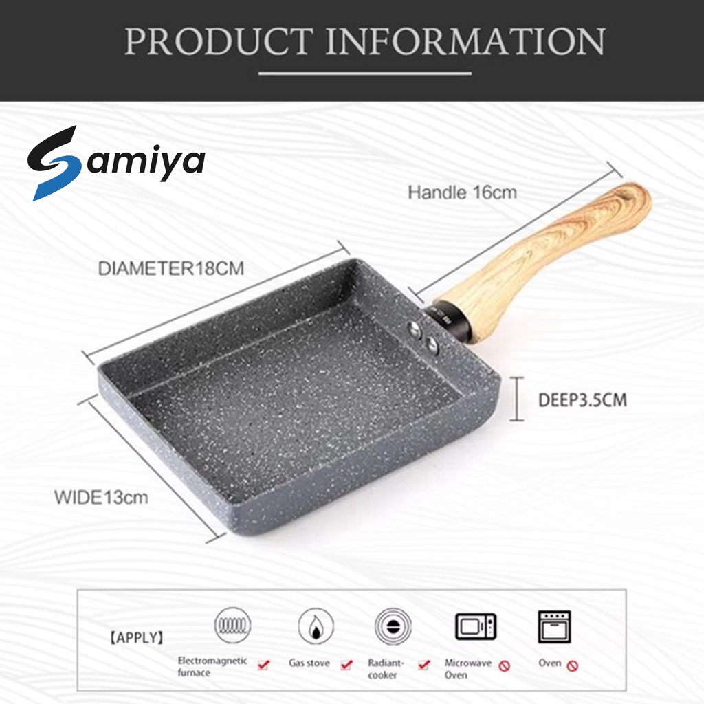 fry pan square 13x18cm / wajan penggorengan frying pan kotak persegi anti lengket non stick