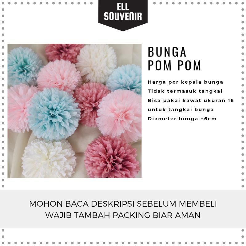 KEPALA BUNGA POM POM PREMIUM BUNGA ARTIFICIAL