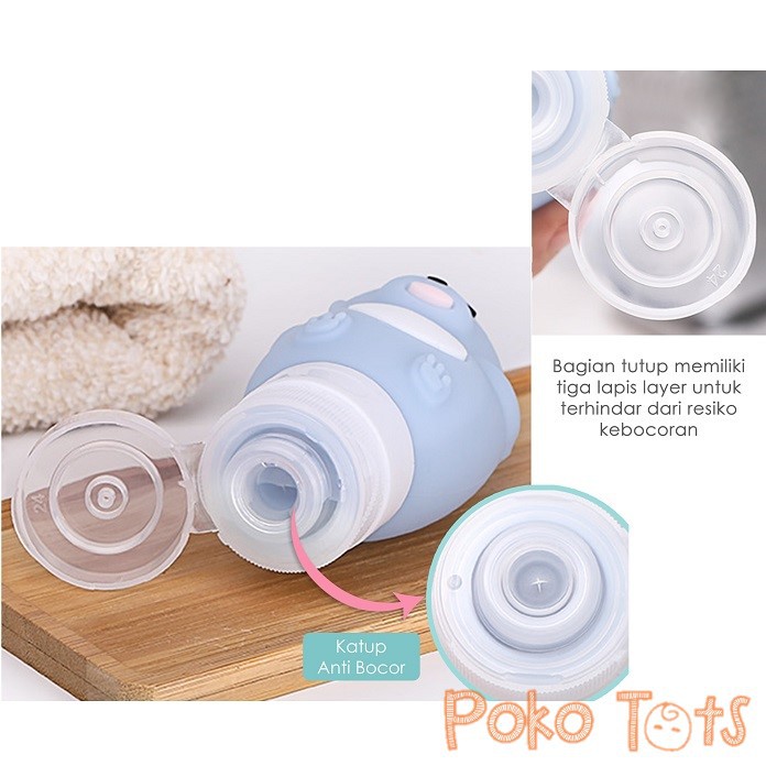 BabyQlo Silicone Travel Bottle Set Penguin Tempat Pill dan Botol Sabun Shampo Travelling