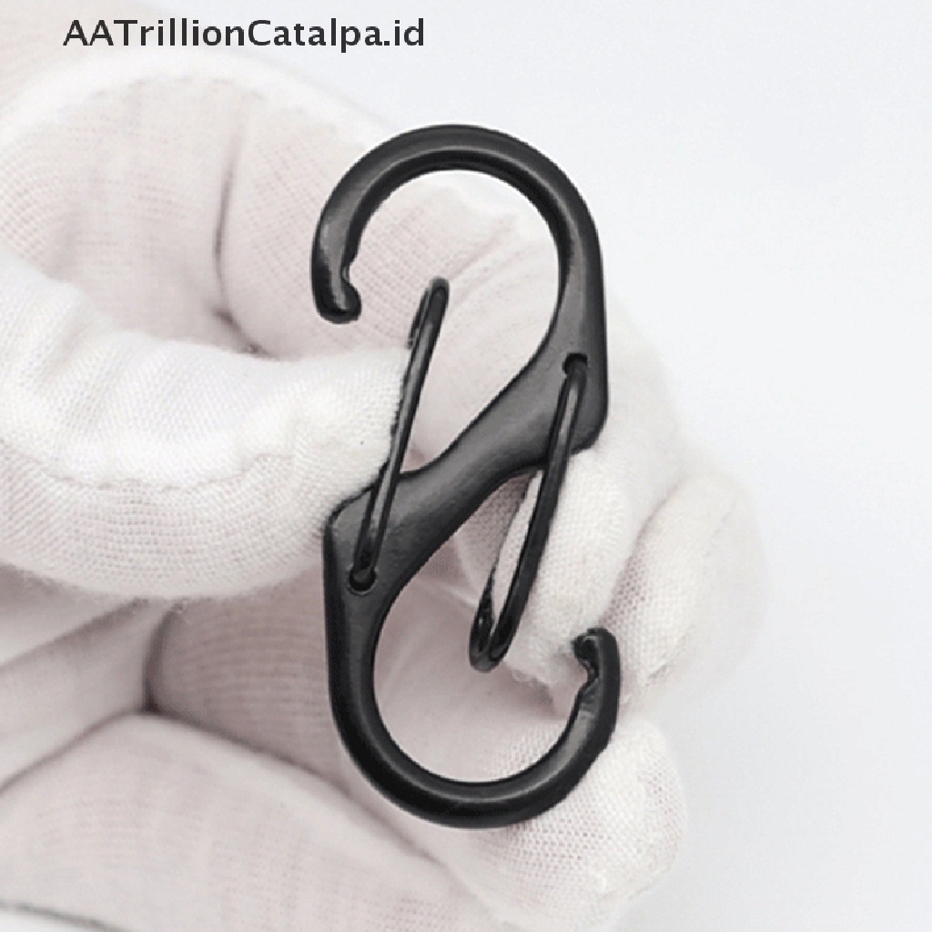 Aatrillioncatalpa 10Pcs Carabiner Tipe S Bahan Stainless Steel Dengan Kunci Kait Untuk Camping