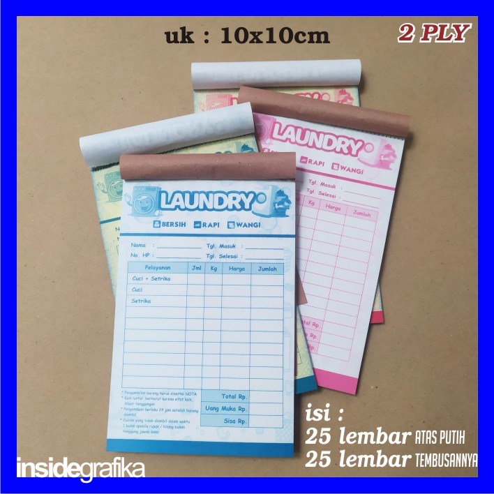 

Nota Laundry 2 Ply Rangkap Kuitansi Laundri Kwitansi Kertas Loundri Struk Binatu Invoice Faktur Loundry Cuci Baju Kiloan Bon Londri Satuan