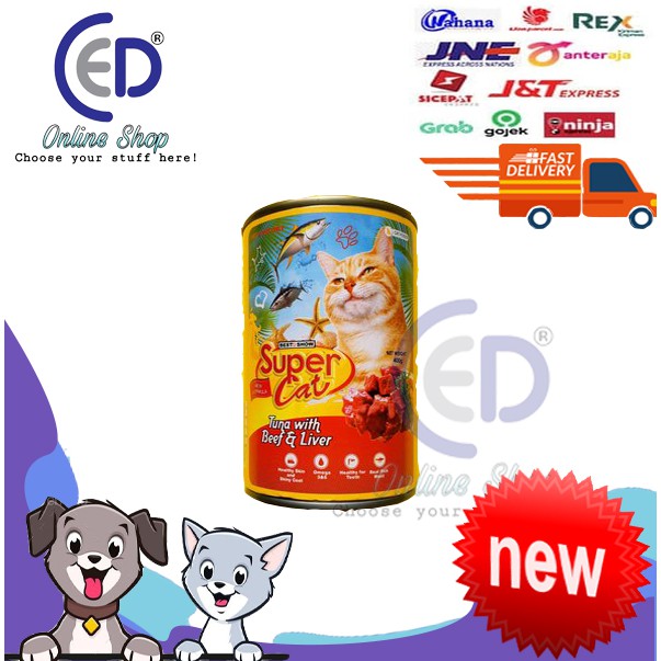 MAKANAN KUCING SUPER CAT TUNA &amp; BEEF LIVER 400GR