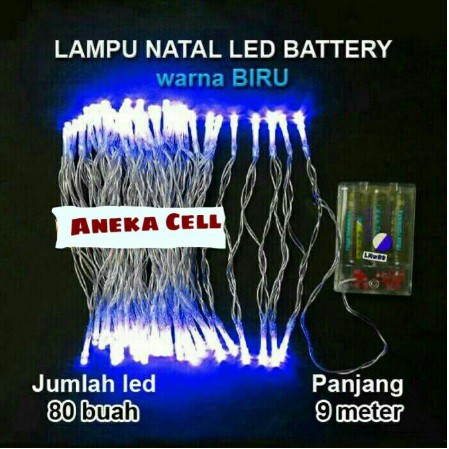 [9 METER] Lampu Natal LED Blue/ Biru Battery/Baterai A2 Panjang 9 meter