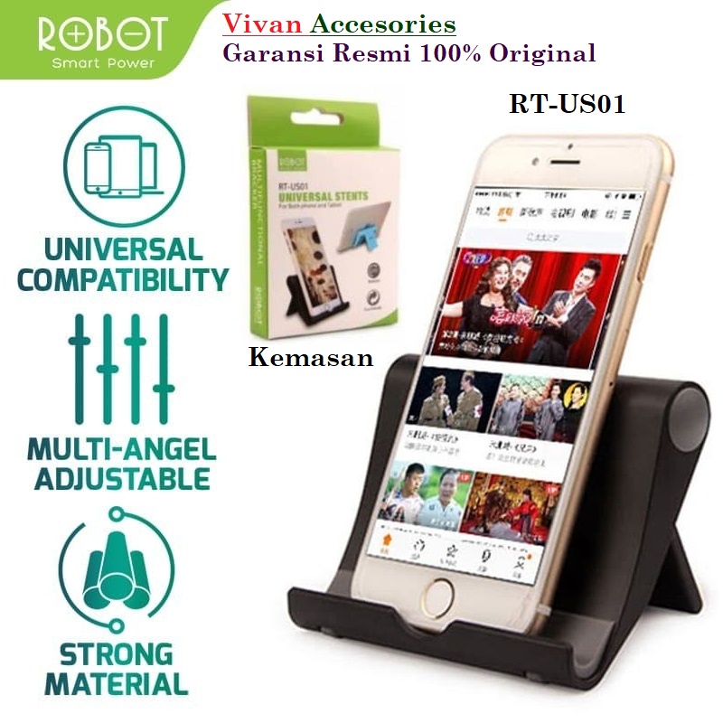 Robot RT-US01 Foldable Universal Stent for Phone and Tablet Black