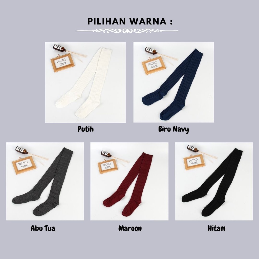 Kaos Kaki Bulu Domba Tinggi Panjang Diatas Lutut Selutut Import Hangat-4