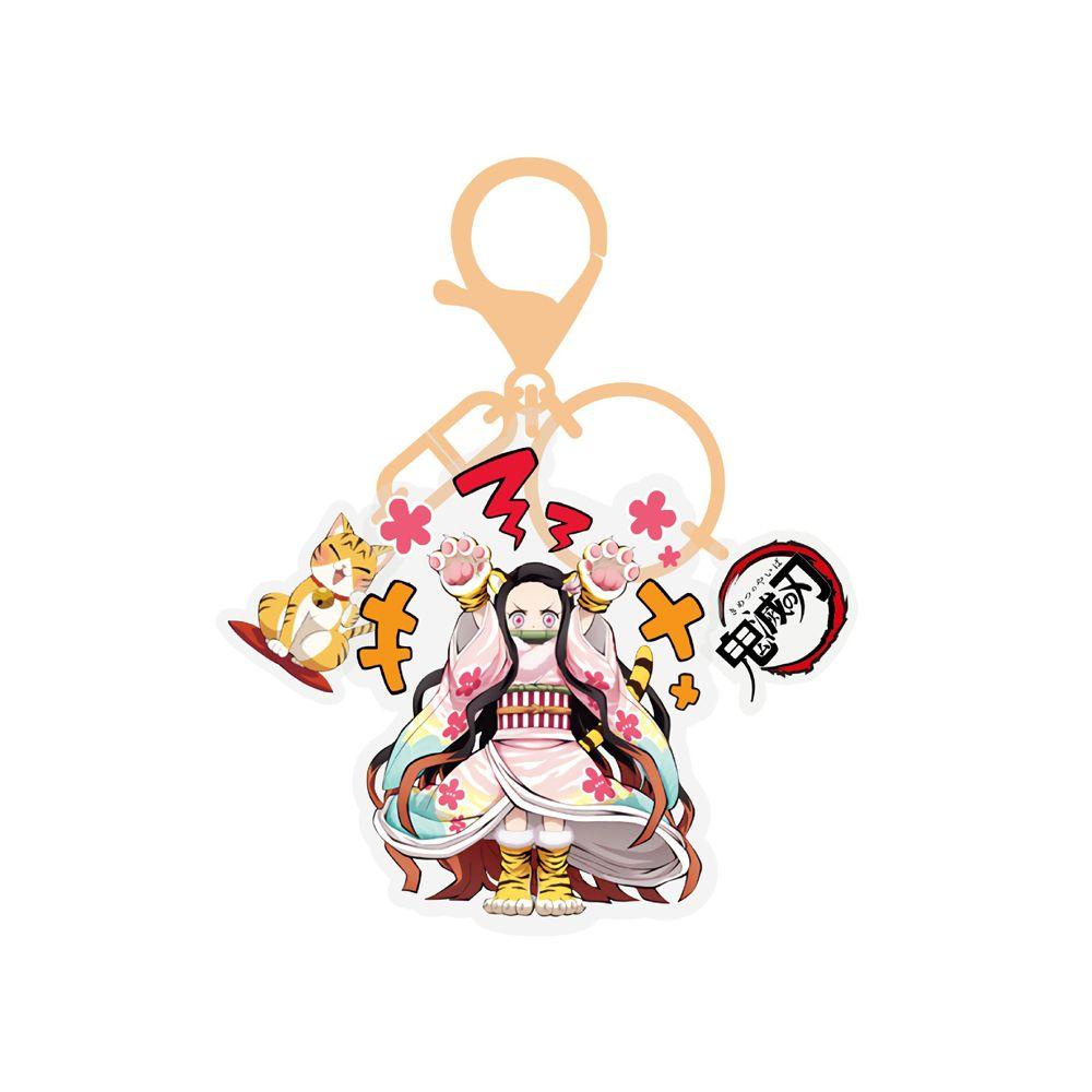 Lanfy Demon Tanjirou Gantungan Kunci Anak Koleksi Perhiasan Rengoku Kamado Nezuko Aksesoris Mobil Akrilik Figure Kartun Anime Akrilik Liontin
