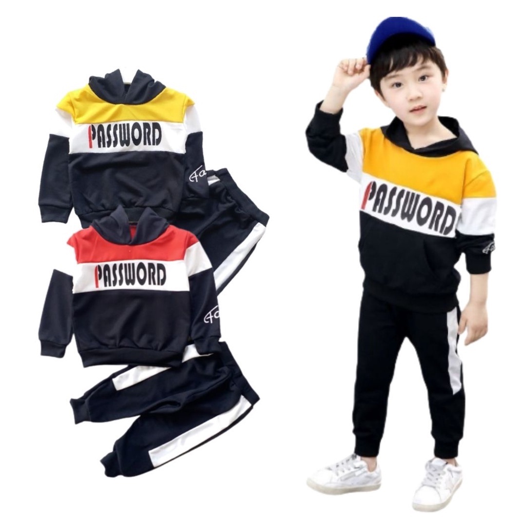 HappyOliver PASSWORD MDSBOY Hoodie Setelan Sweater 1 - 7 Tahun Baju Anak BerKualitas