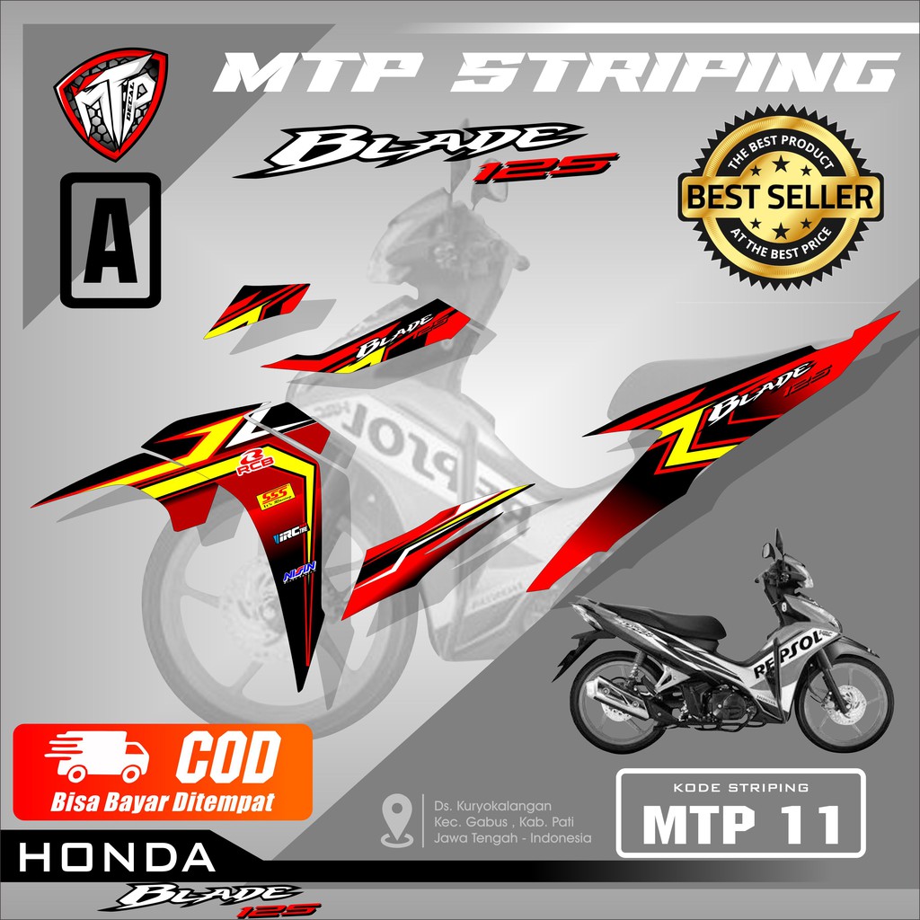 (BISA COD)Sticker Striping Variasi Blade 125-Striping Motor Keren Honda Blade 125 Desain Grafis 011