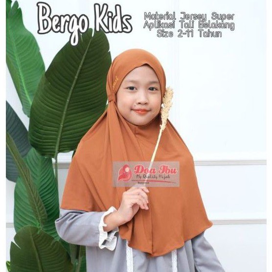 ORI DOI HIJAB JILBAB ANAK BERGO KIDS PREMIUM ORIGINAL DOA IBU HIJAB ANAK KERUDUNG TALI SERUT POLOS S
