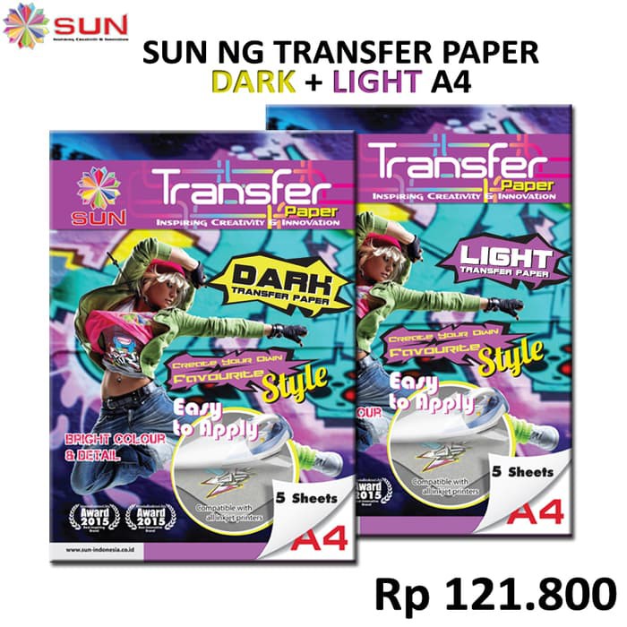 

Kertas Transfer Paper Dark + Light SUN NG Transfer Paper A4