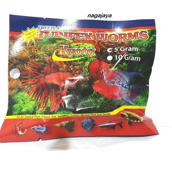 ➺ Tubifex worm cacing kering 5 gr cacing sutra beku kering makanan ikan cupang makanan kura-kura ֍