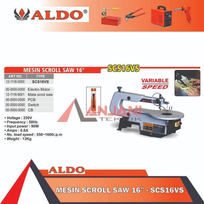 ALDO SCS16VS MESIN GERGAJI UKIR JAHIT KAYU 16INCH SCROLL SAW 16 INCH