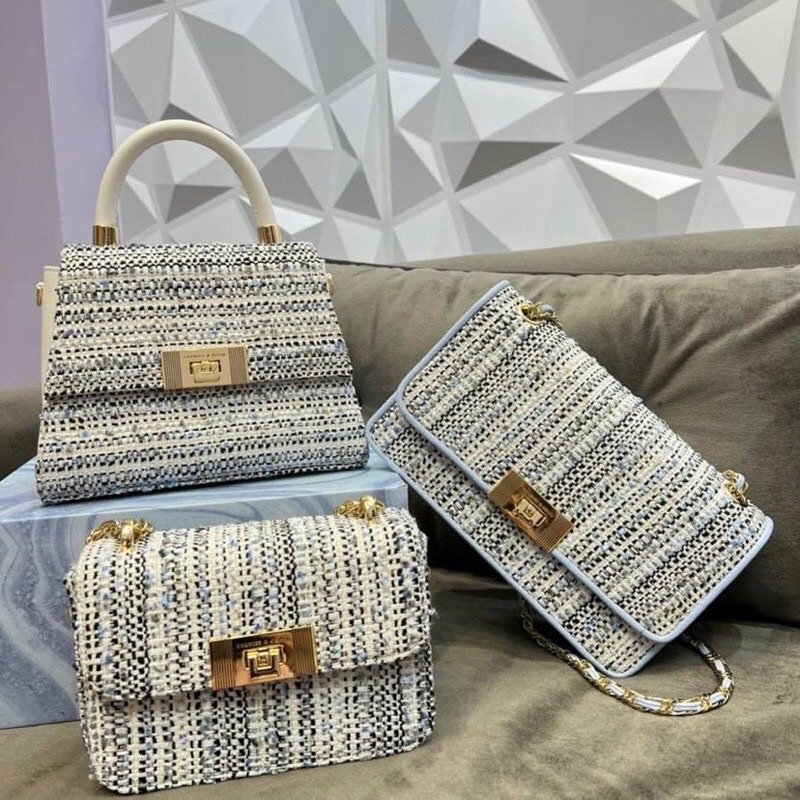 charles and keith C-Capsule Collection: Alia Chain-Strap Tweed Crossbody Bag