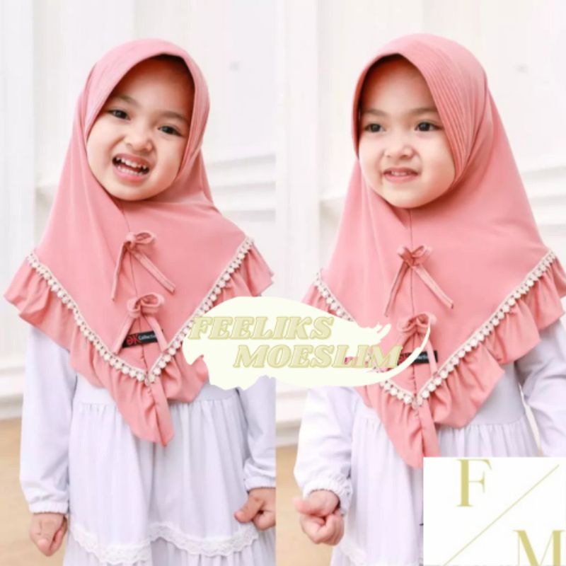 Hijab Anak TK Kirana Renda Rempel / Jilbab nyaman murah lucu kualitas PREMIUM