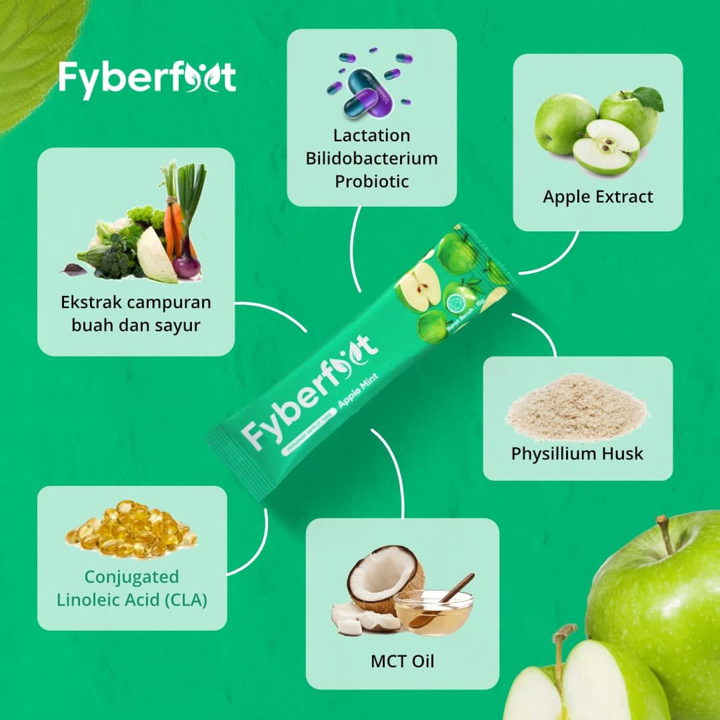 AGEN RESMI -  SACHET Fyberfyt Minuman Diet Serat Fiber Slim Suplemen Detox Pelangsing Penurun Berat