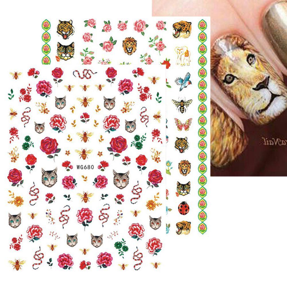 AUGUSTINA Agustina Leopard Nail Art Stiker Wanita Lucu Susu Sapi Hewan Cetak Nail Art Dekorasi Perekat Diri DIY Manicure Aksesoris