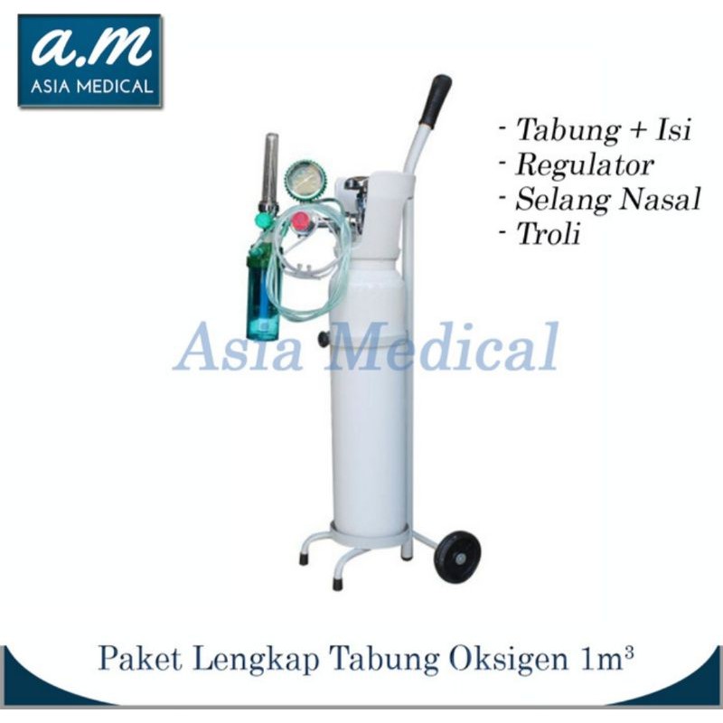 Tabung Oksigen 1m3 Lengkap - Oksigen 1m3- Alat Bantu pernafasan