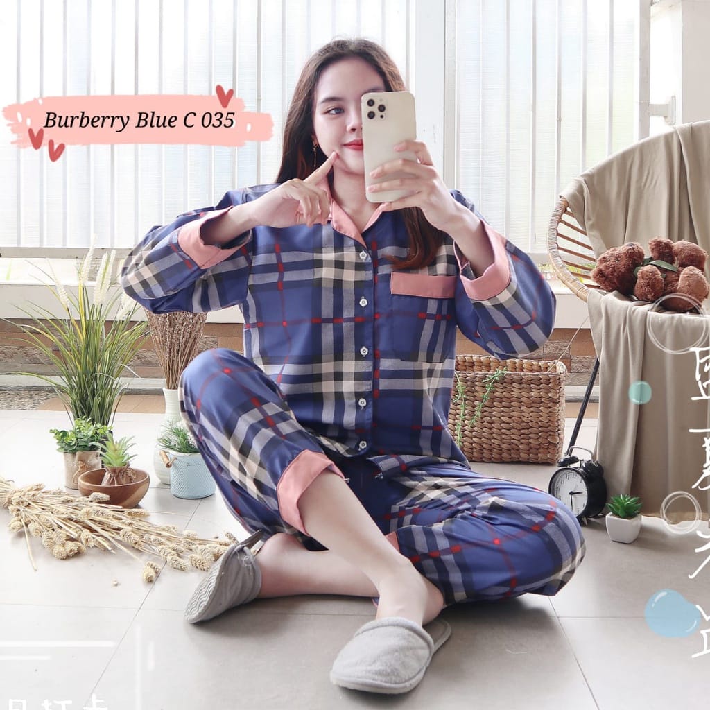 baju tidur piyama dewasa LENGAN PANJANG L muat bb 55 kg setelan piyama baju tidur-4