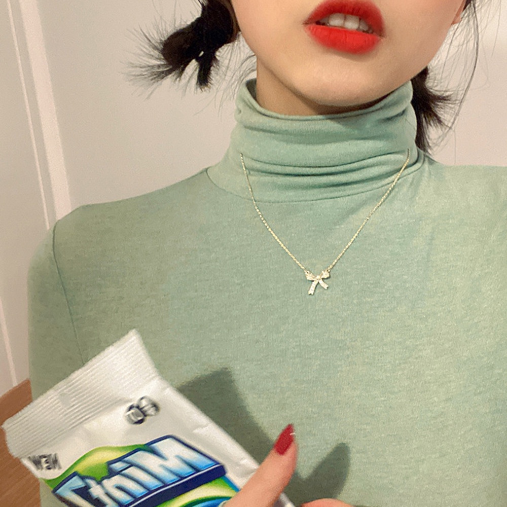 【COD Tangding】Bowknot Necklace Female Niche Design Clavicle Chain New Choker Accessories Fashion Jewelry