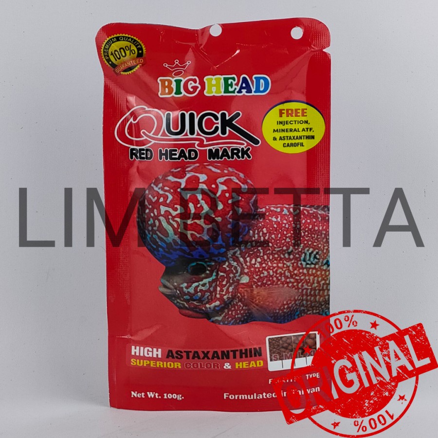 BIG HEAD QUICK RED ( MERAH ) / QUICK RED HEAD MARK / MAKANAN LOUHAN