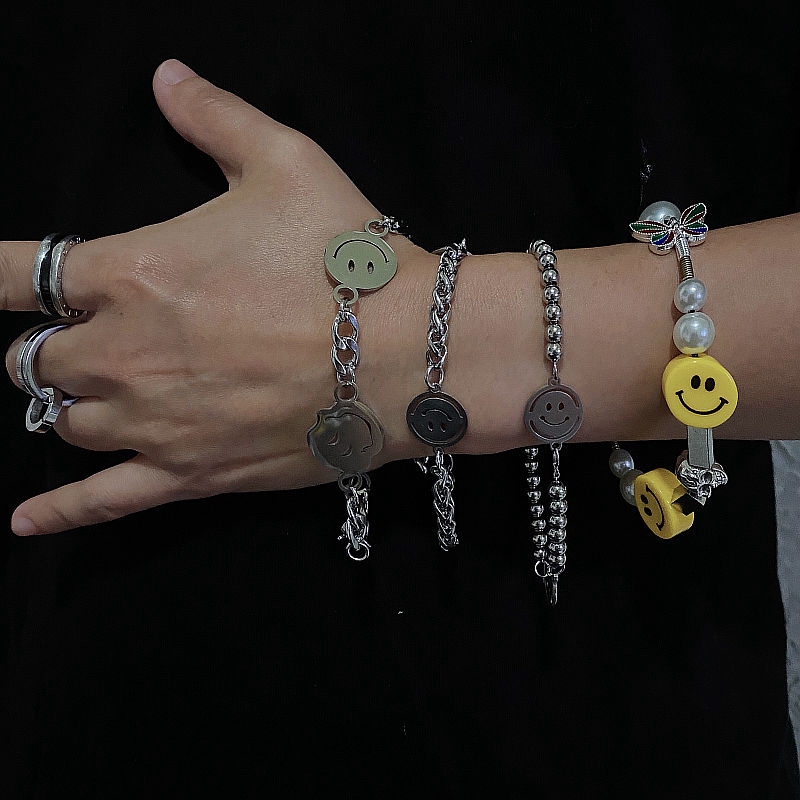 Gelang Pasangan Model Hip Hop Motif Smiley untuk Pria / Wanita