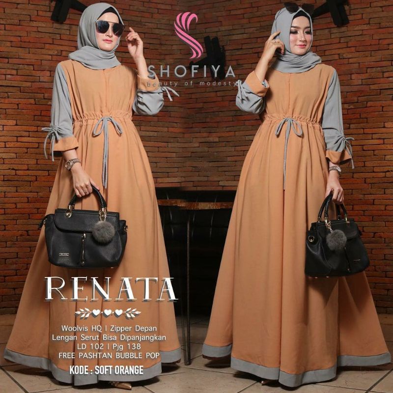 Baju gamis wanita terbaru gamis Dewasa kekinian modern 2021 wanita dress Renata maxy