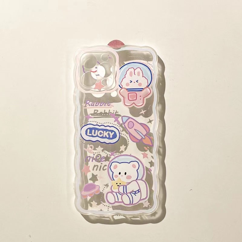 Soft Case Transparan Motif Kelinci / Beruang Untuk iPhone 13 13pro 13prm 11 7Plus 8Plus Xr XS 13 12pro Max