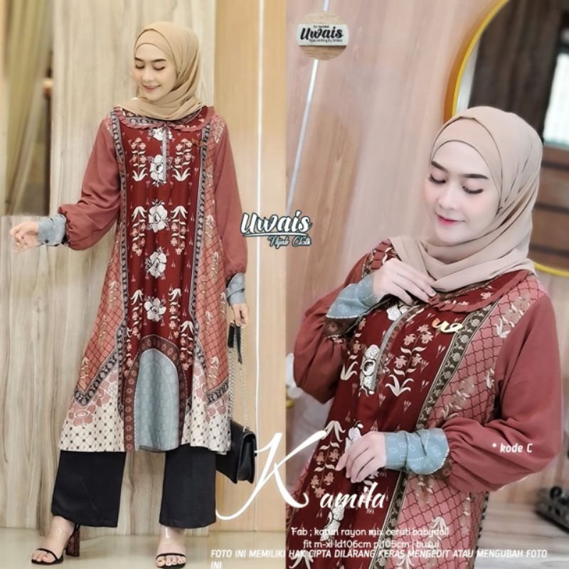 KAMILA BY UWAIS/gamis/gamis maxi/gamis ceruty/dres/katun rayon/atasan