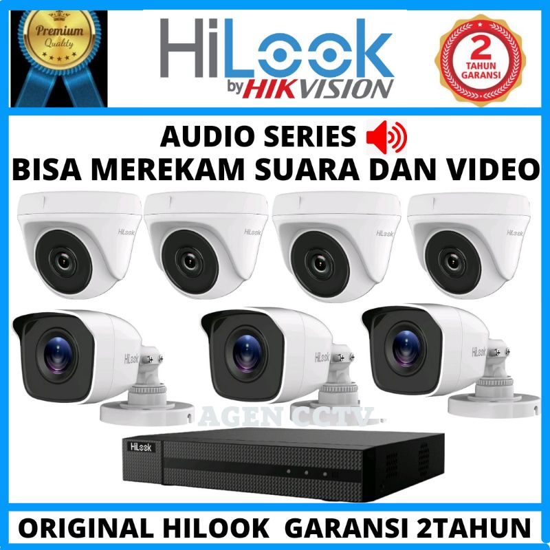 PAKET CCTV HILOOK 8 CHANNEL 7 KAMERA AUDIO SERIES 2MP BISA MEREKAM SUARA DAN VIDEO