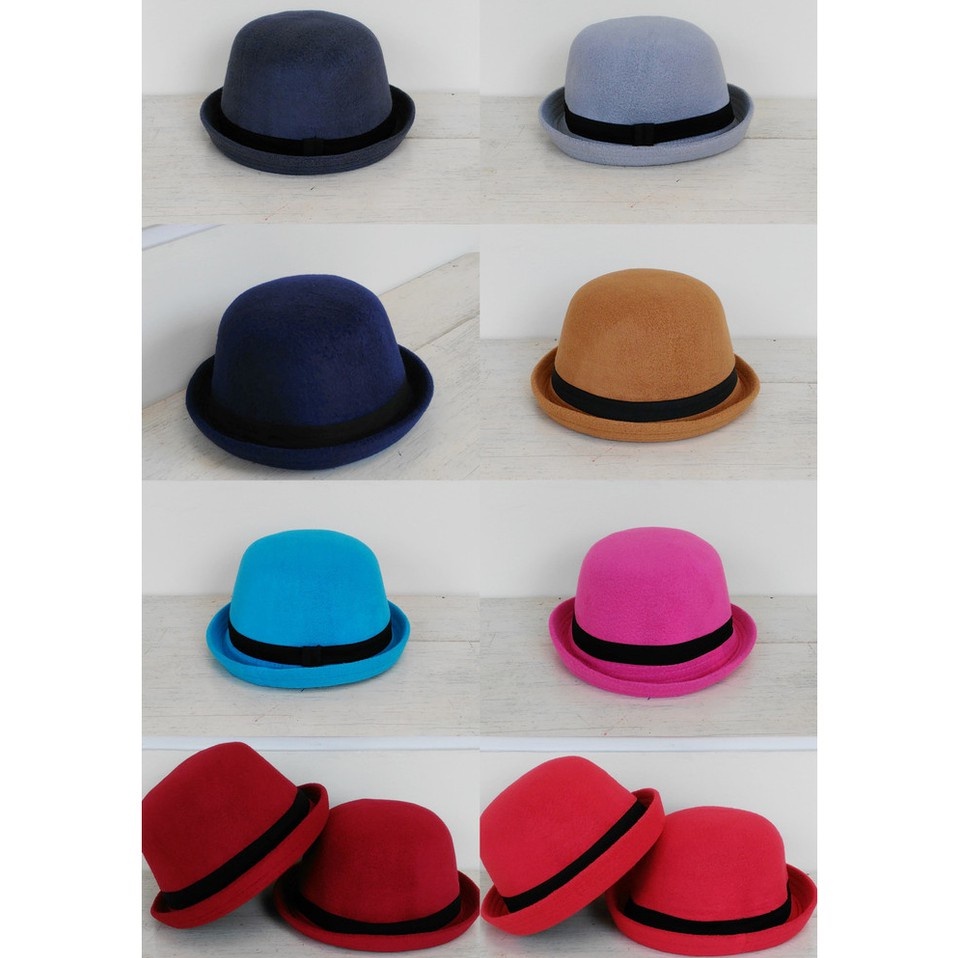 Topi Caplin Bowler fedora Anak Laki laki Perempuan chaplin hat polos